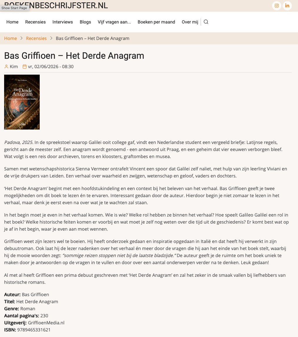 Je bekijkt nu Review van boek-blogger Boekenbeschrijfster